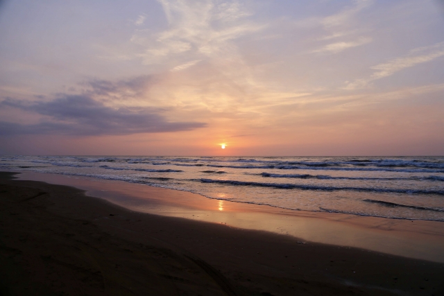 千里浜の夕日