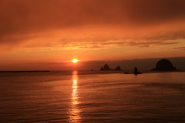 大田子海岸の夕陽