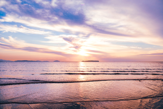 福間海岸の夕陽