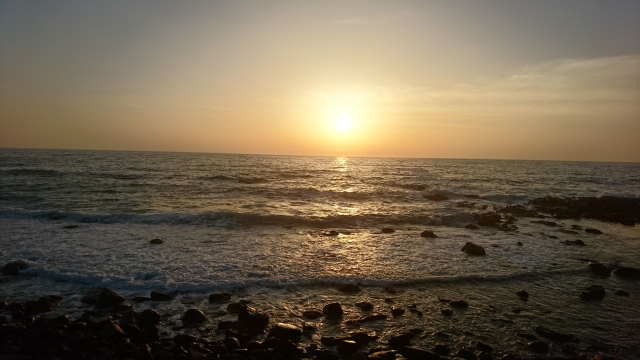 黄金岬の夕陽